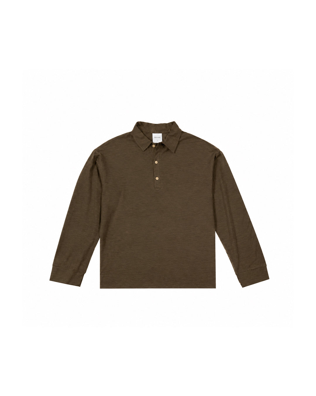 LONG SLEEVE POLO SLUB BROWN