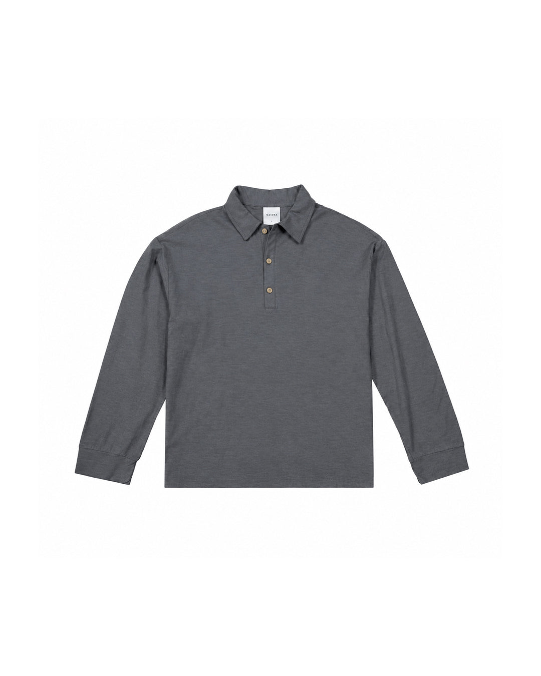 LONG SLEEVE POLO SLUB GREY