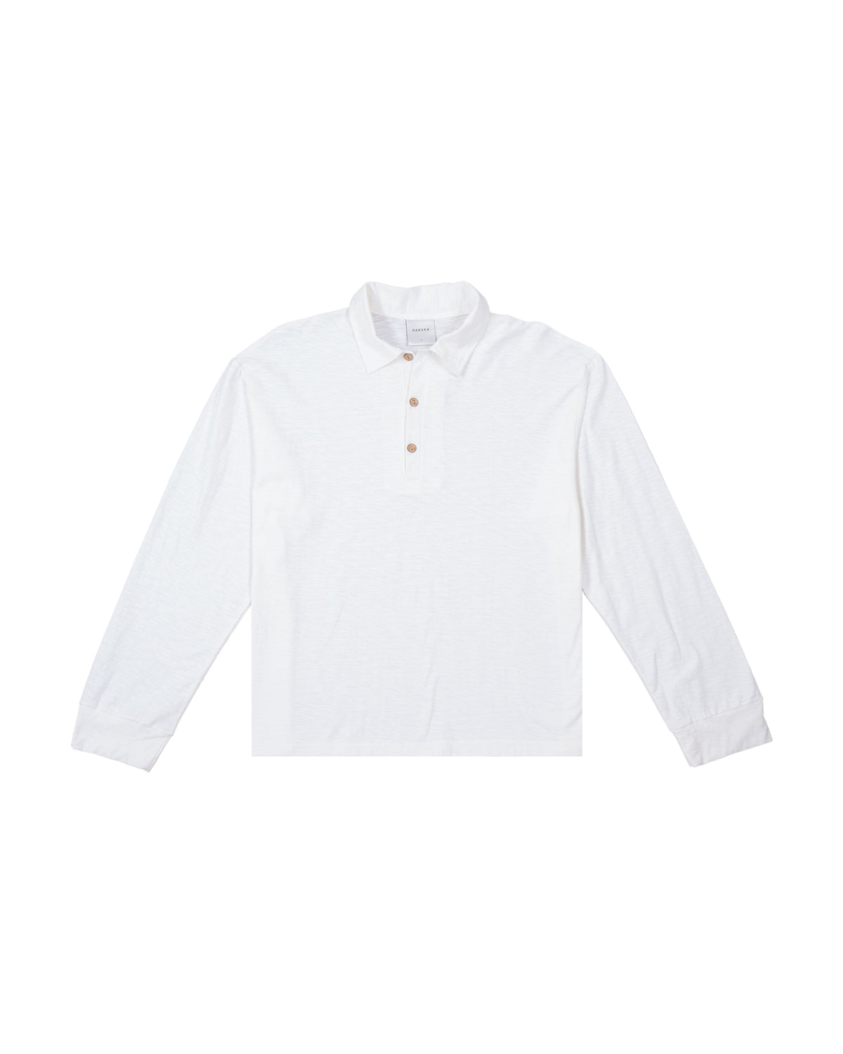 LONG SLEEVE POLO SLUB WHITE