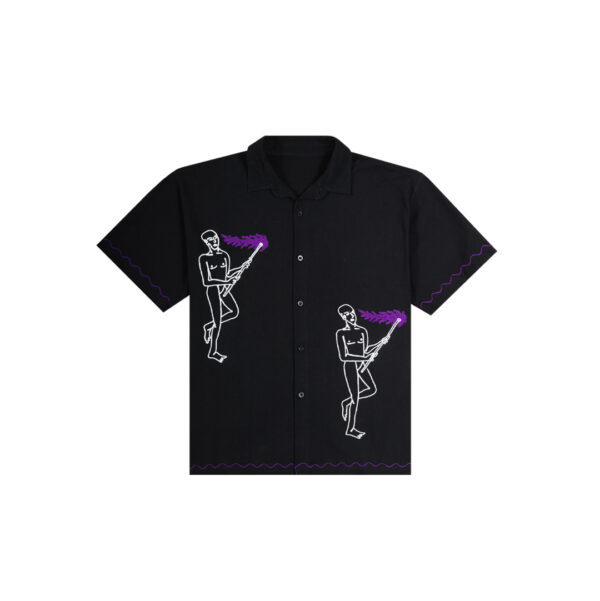 EMBROI FLAME BLACK SHIRT