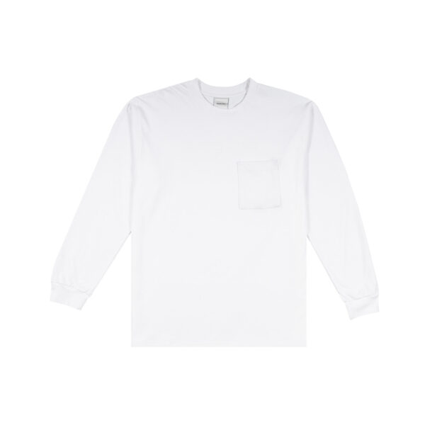 LONG TEES BASIC POCKET WHITE